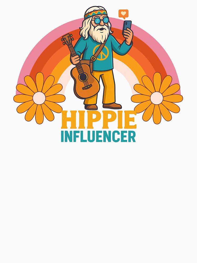 Elderly White Hippie Influencer – Funny Retro Selfie Design by Lunaria Arts