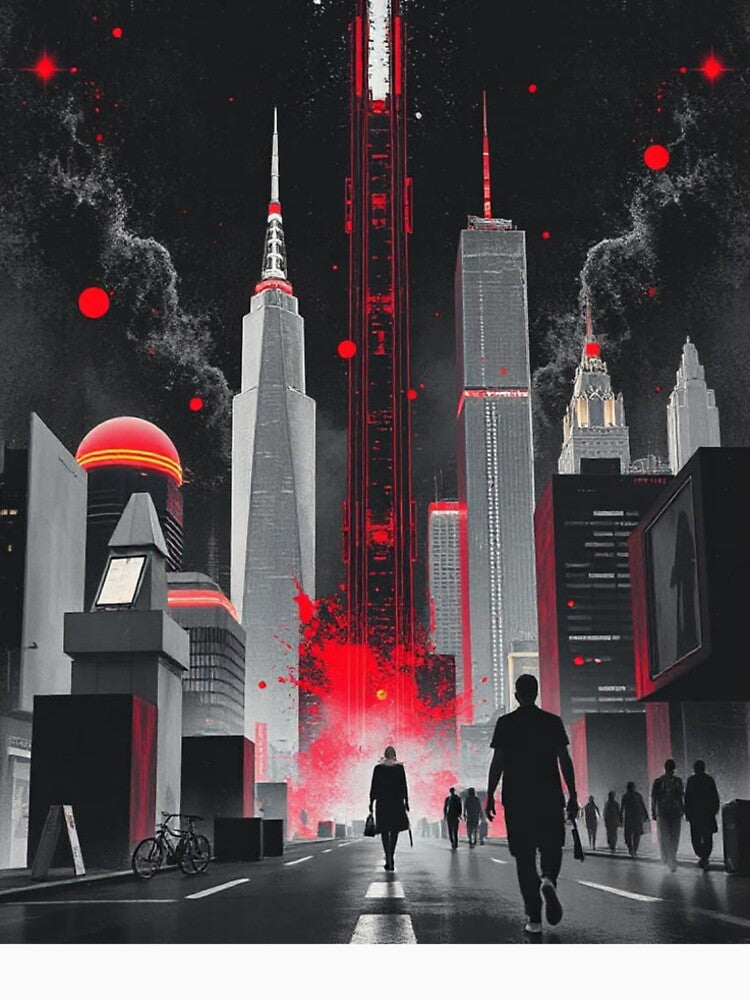 Cyberpunk City – Futuristic Trash Polka Art by Shouganai-Mind