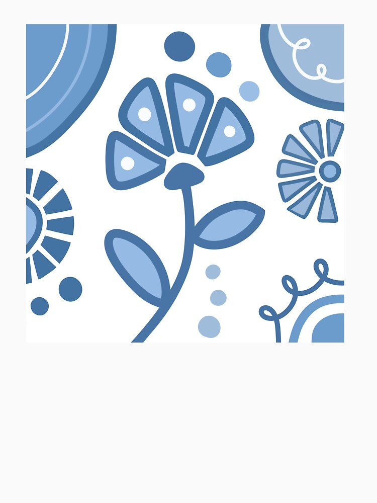 Blue And White Flower Bohemian Design by Sartoris Art