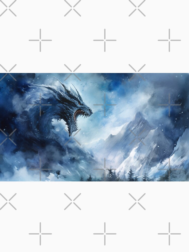 Dark Fantasy Watercolor - Roaring Ice Dragon by Fantasy Masterpiece