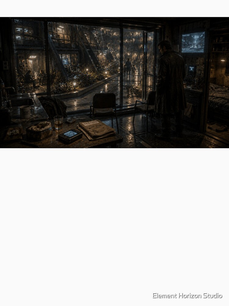 Sci-Fi Apartment Window View | Dystopian Space Station Interior Art by Element Horizon Studio