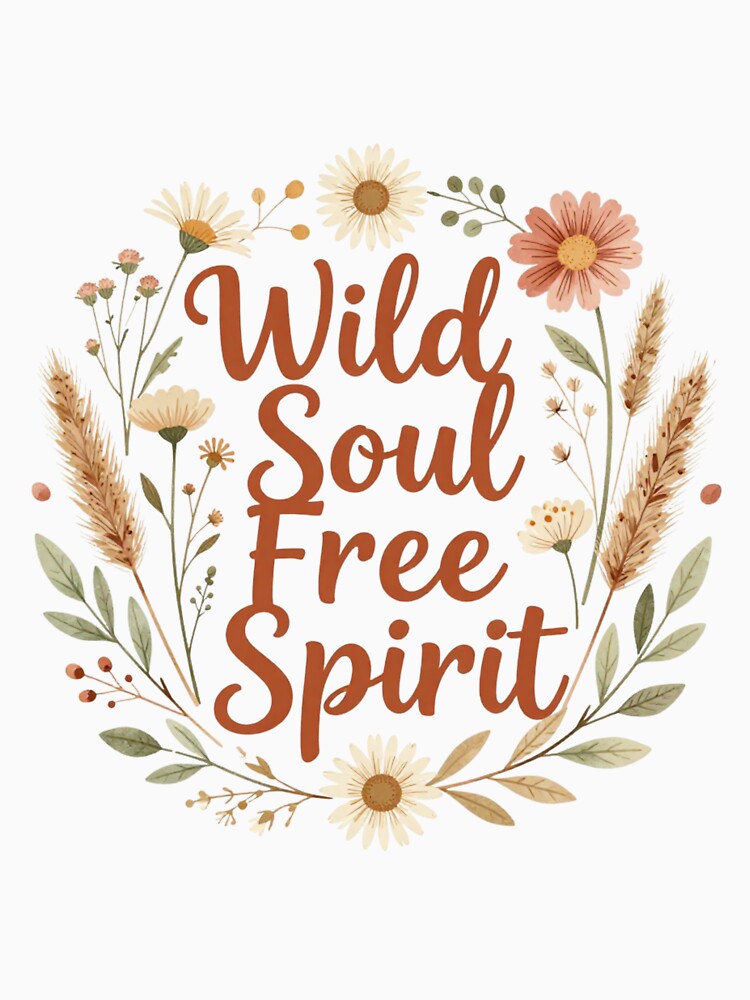Wild Soul Free Spirit Boho Floral Design | Aesthetic Wildflower Graphic by Zyynpixel
