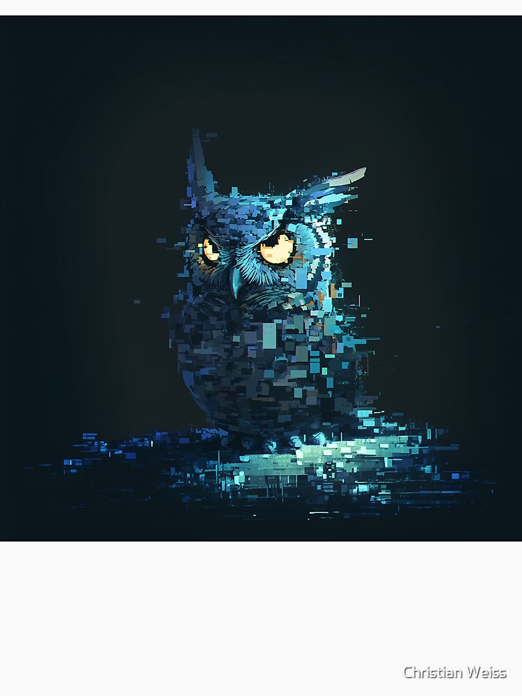 Glitch Owl in Digital Static by Christian Weiss
