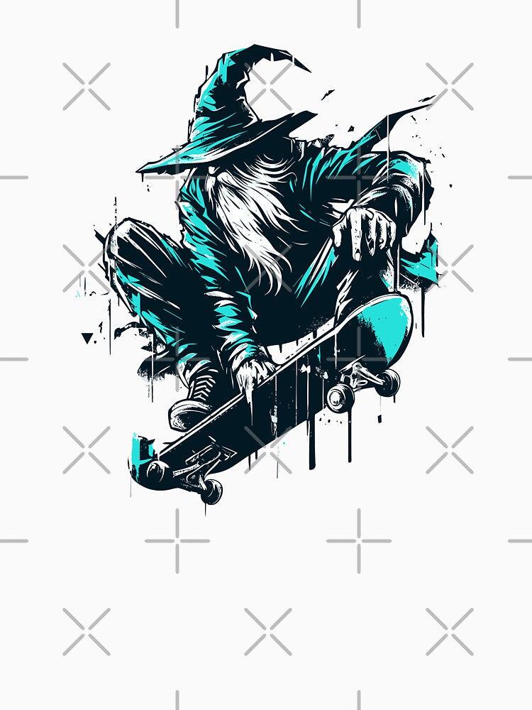 Cool blue skate wizard by TomFrontierArt
