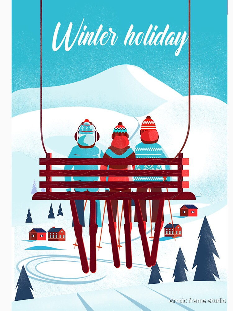 Vintage Winter Holiday travel poster by Arctic frame studio