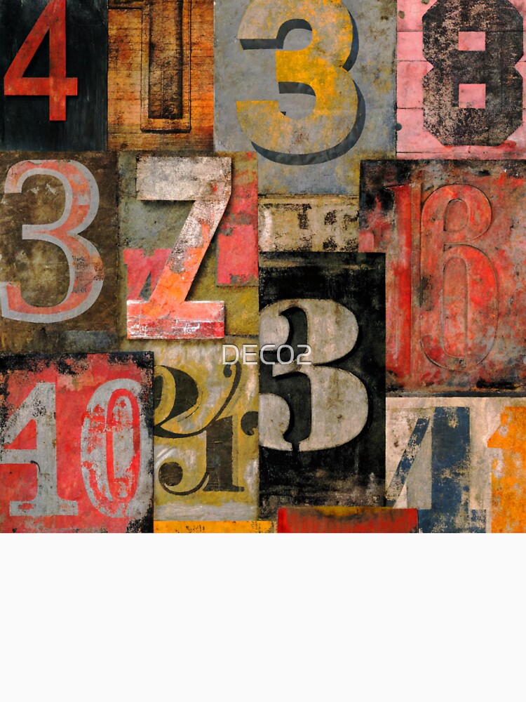 Urban-Style Grunge Numbers Junk Journal Design Art by DEC02