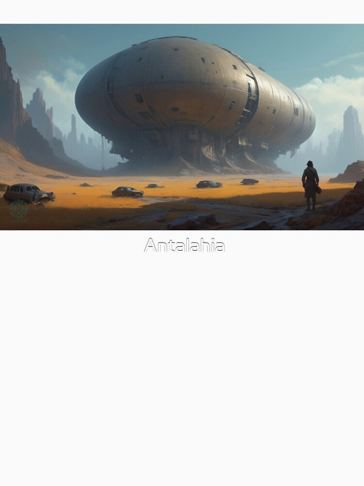 Massive Sci-Fi Spaceship in Desert Wasteland - Futuristic Dystopian Art by Antalahia