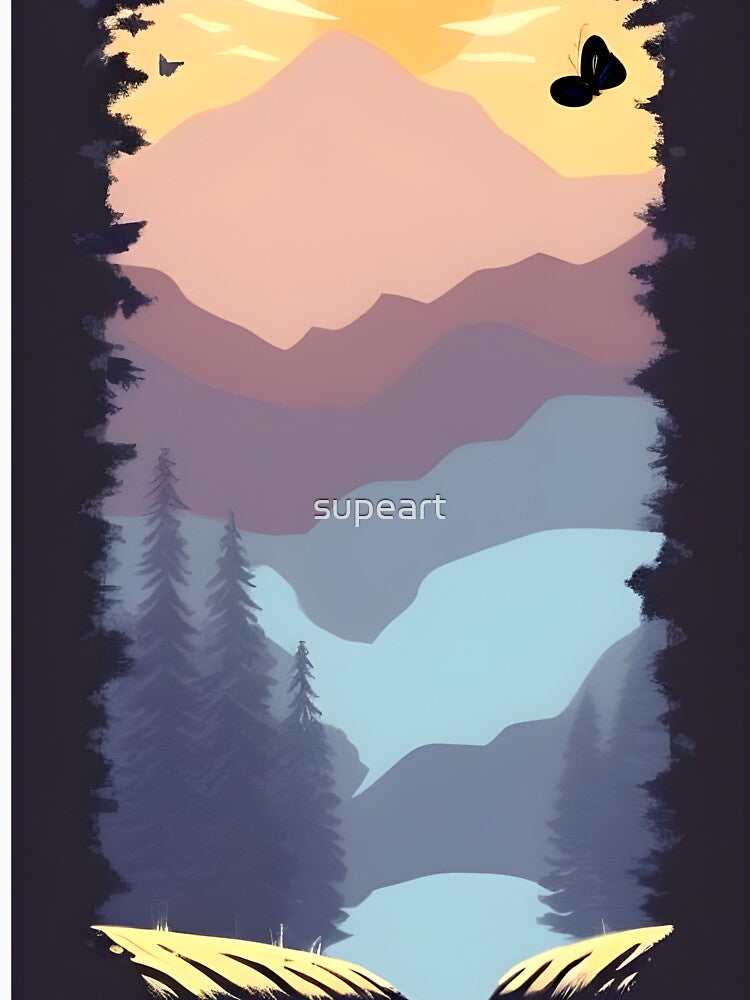 Find the Perfect Minimalist Landscape Mountain Trees Print for Your Personal Style by supeart