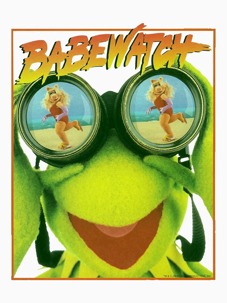 1990_s BABEWATCH Vintage Kermit the Frog + Miss Piggy Baywatch Style Classic 90_s Pop Culture Muppet Parodies TV Show Promo by selfishfriends