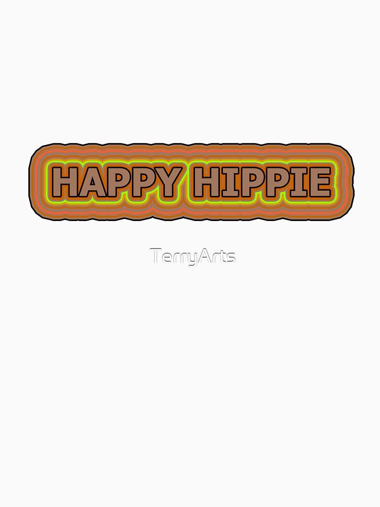 Happy Hippie Words Earthy Tones Hippie Vibes Retro Lines 2 of 4 by Beachy
