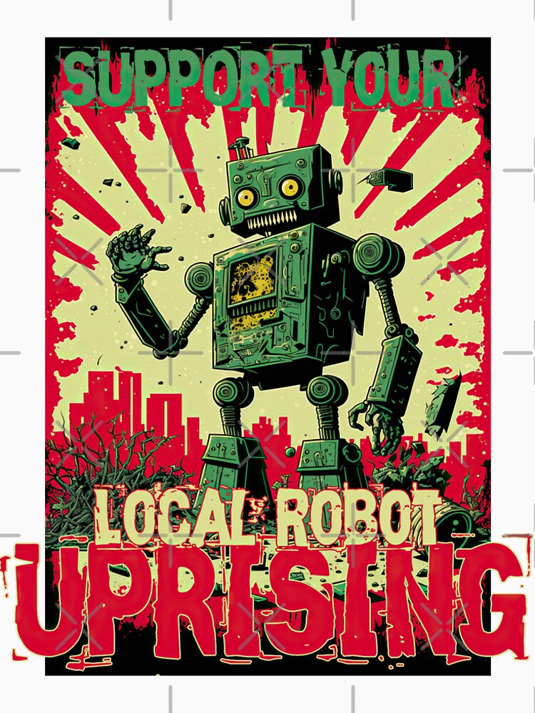 Support Your Local Robot Uprising Retro Poster by obstinator