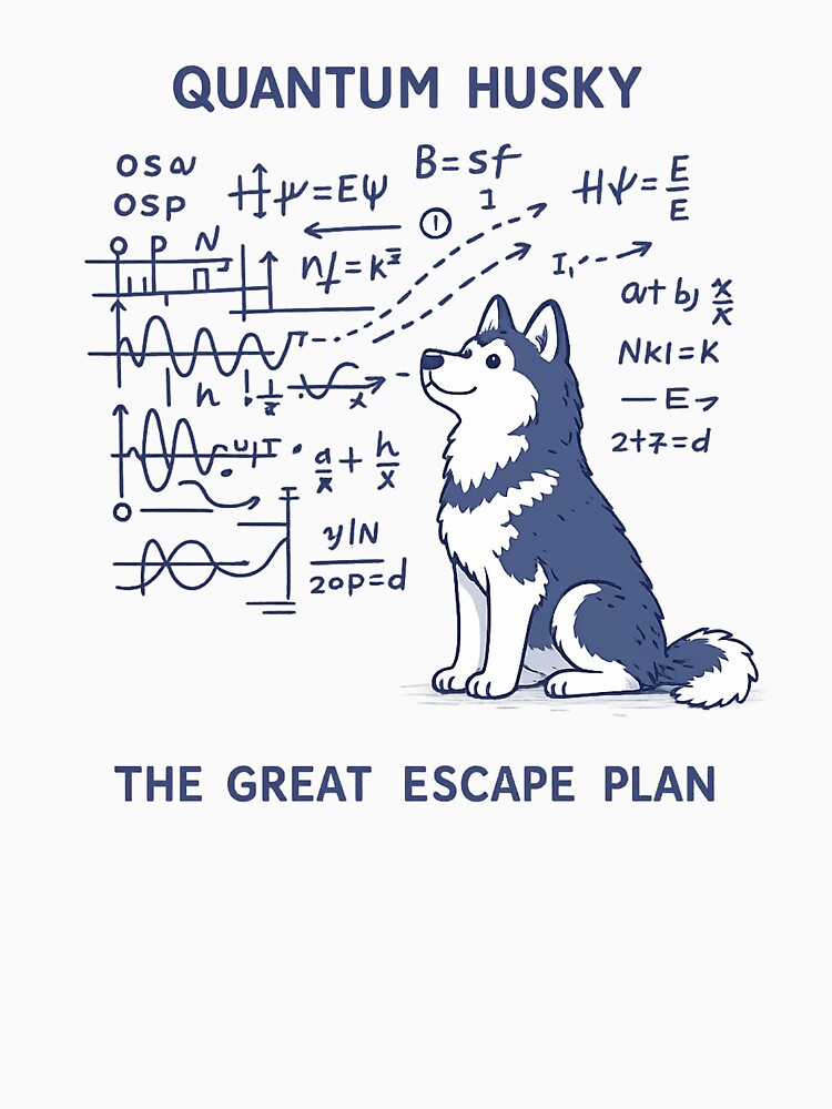 Quantum Husky The Great Escape Plan - Funny Physics Dog Art by myforestfog