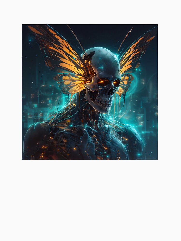 Valen's Metamorph - cyberpunk skull art: digital dark fantasy by QiMera