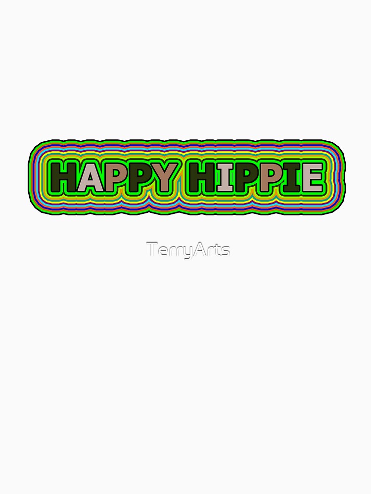 Happy Hippie Words Hippie Vibes Retro Lines 4 of 4 by Beachy