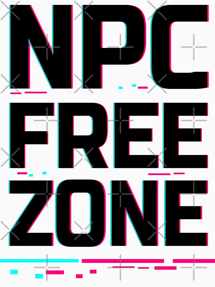 NPC Free Zone – Cyberpunk Glitch Design by Rebel Animal