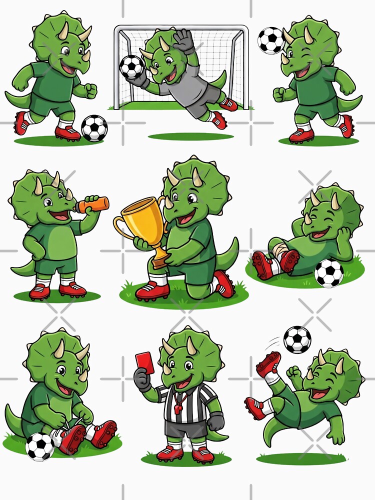 Triceratops Soccer Players - Funny Dinosaurs Football Team - Kids Design by BeaverFriends