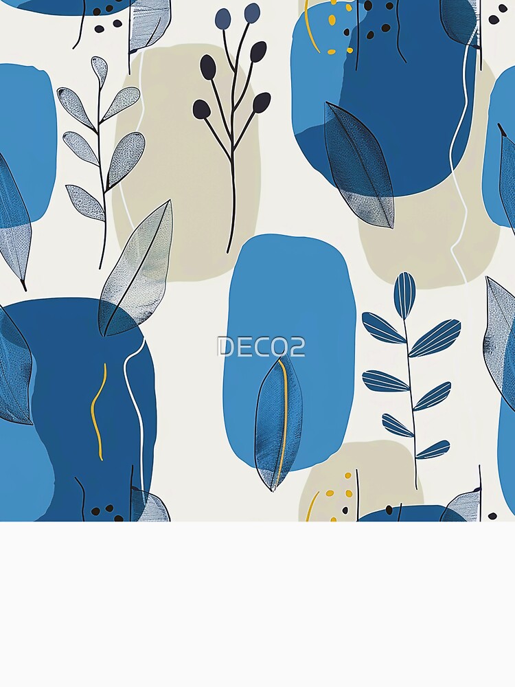Boho-Style Cool Blue Hues Abstract Art Designs by DEC02