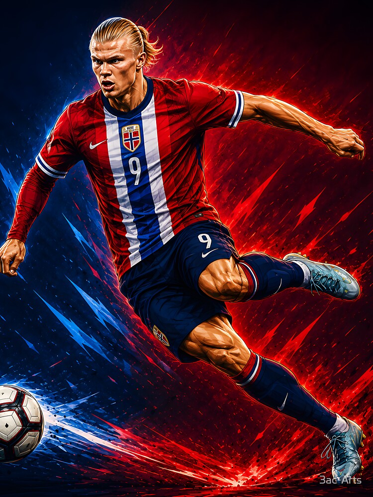 Erling Haaland Norway Illustration | Norwegian National Team Football Artwork | Soccer Wall Art by 3ac-Arts