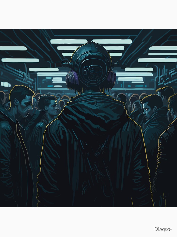 Futuristic Cyberpunk Cityscape at Night - Digital Art by Diegos-