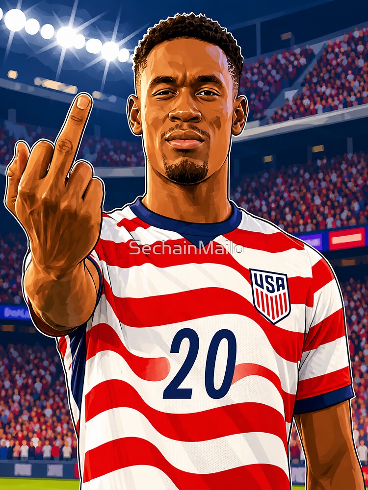 Folarin Balogun middle finger United States vector cartoon by SechainMailo