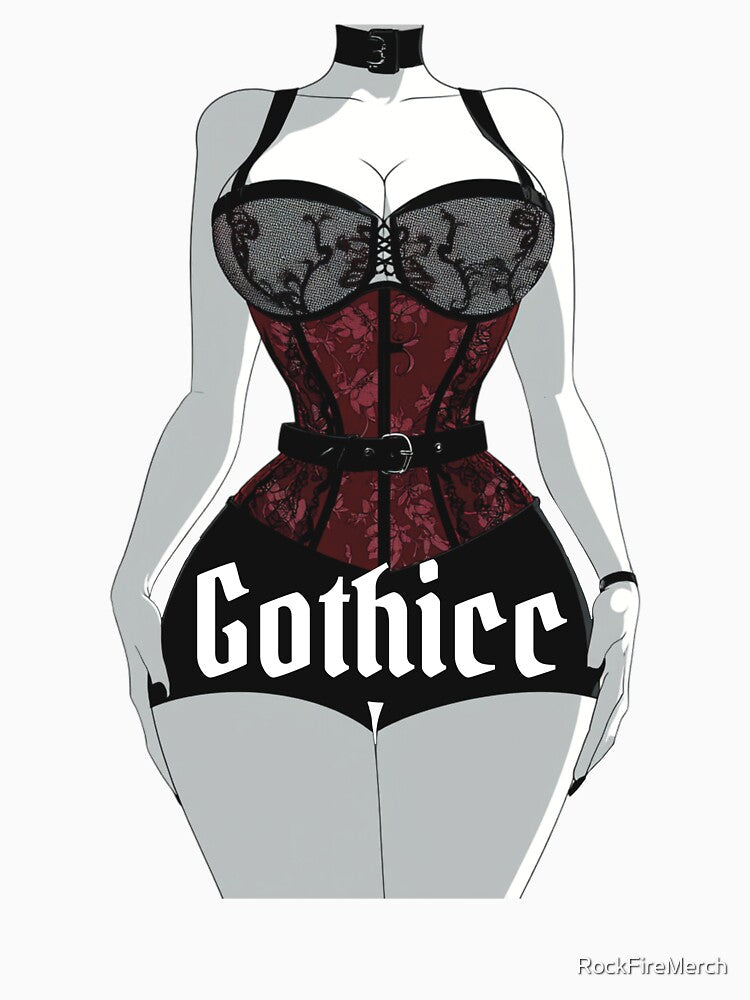 Curvy Gothic Woman Illustration – Alt Babe Art for Goth Girl Vibes by RockFireMerch