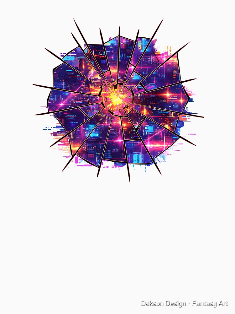 Shattered Reality - Cyberpunk City Hole Illusion by Dakson Design - Fantasy Art