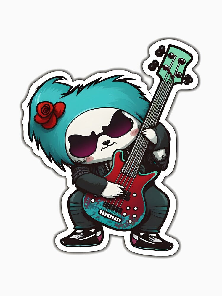 Goth Panda EMO Rock Sticker - Goth Pandas Rock On by StreetShirts1