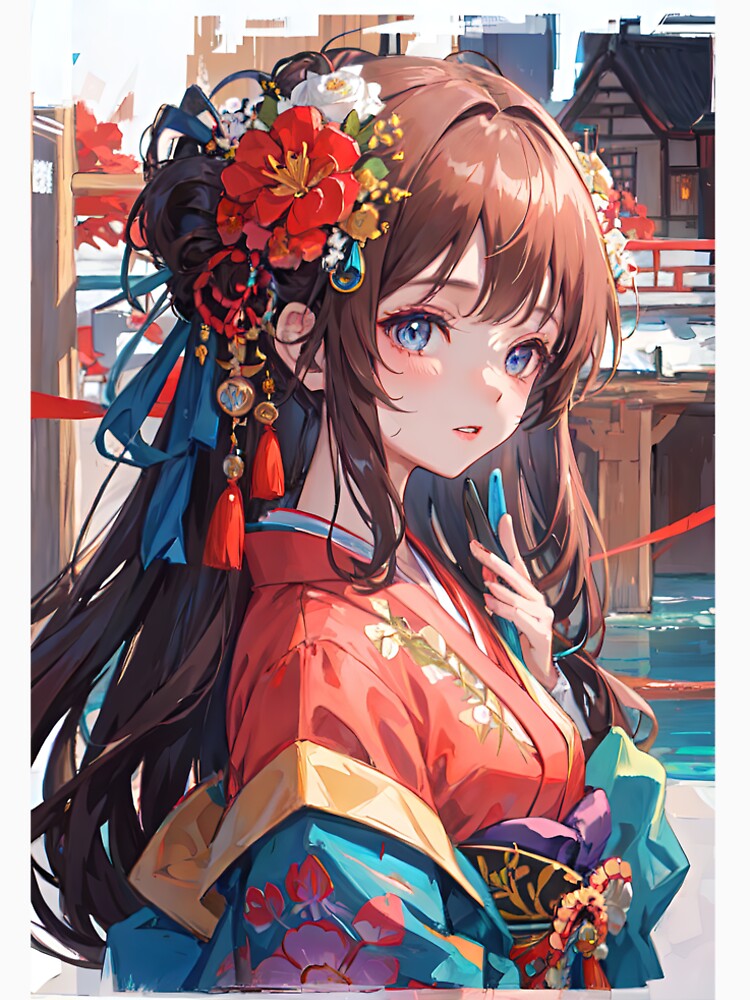 Anime girl in kimono at sunset art by TheArtistOf2022
