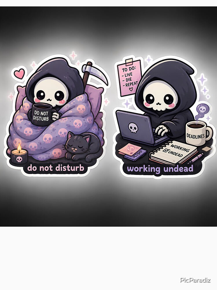 Cute Grim Reaper Blanket Stickers by PicParadiz