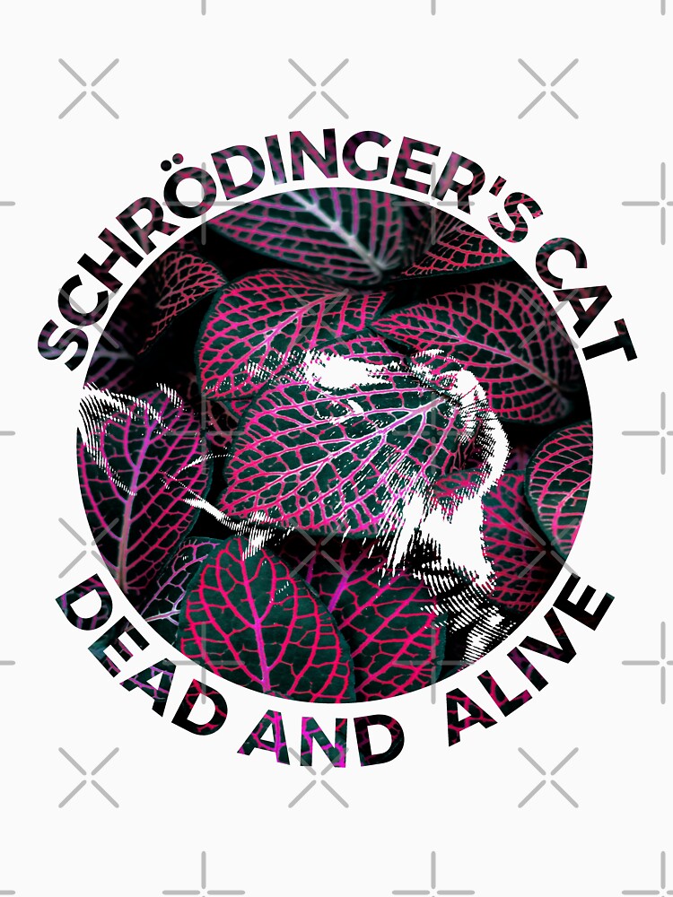 Schrödinger's cat Dead and Alive- Cat in Pink Leaves-Science by Creative Life