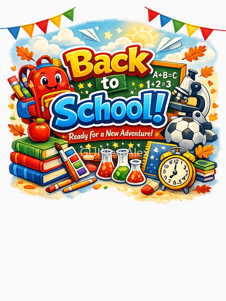 Back to School Ready for a New Adventure Cute Cartoon Art by GUINewAlex