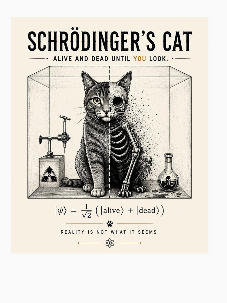 Schrödinger's Cat | Physics & Quantum Mechanics Design by cosmorastudio