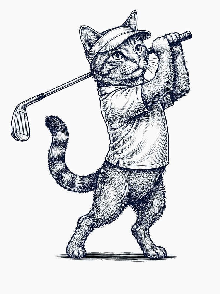 Vintage Cat Playing Golf Golfer Animal Lover by TerryConnells