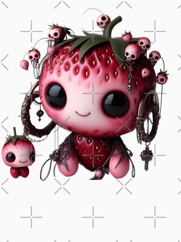 Pastel Goth Strawberry Monster - Creepy Cute Fruits Collection by LujziWorld