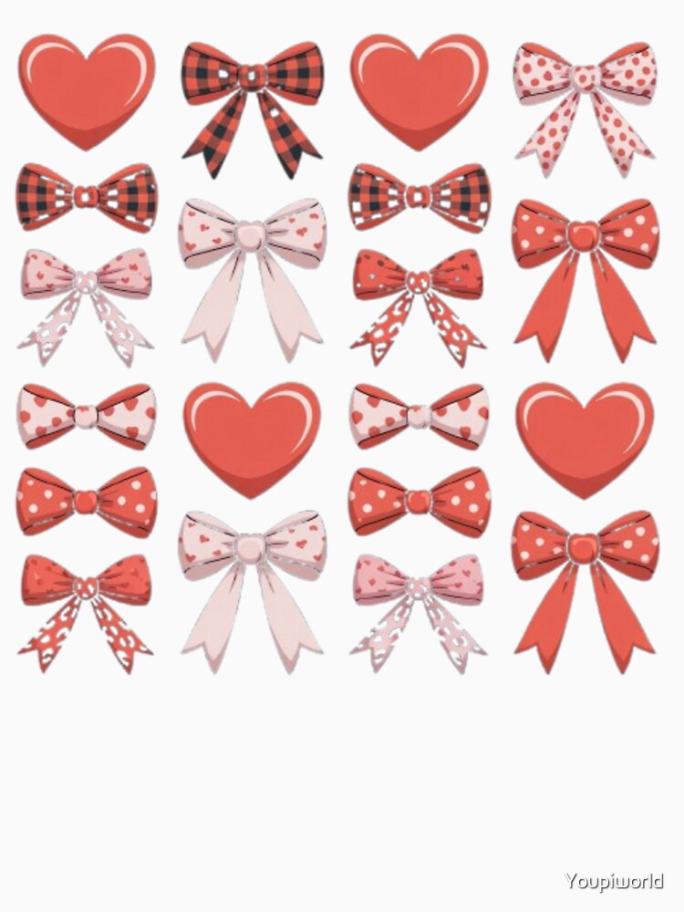 Valentine Coquette Hearts & Bows T-Shirt | Leopard Print Bow Aesthetic Shirt | Girly Valentine Outfit by Youpiworld