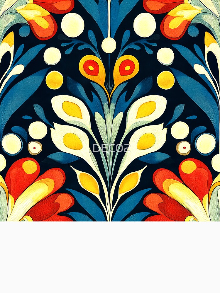 Boho-Inspired Blue, Yellow And Red Abstract Design by DEC02