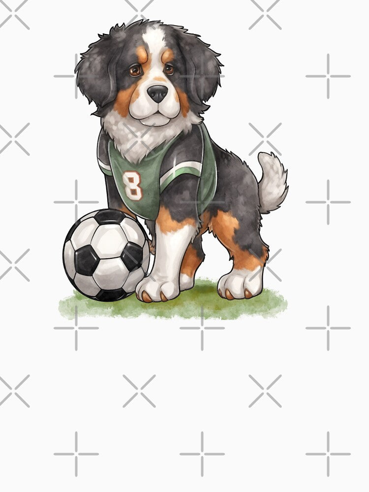 Buldog dog Playing Soccer by Playful Strokes pom@pom