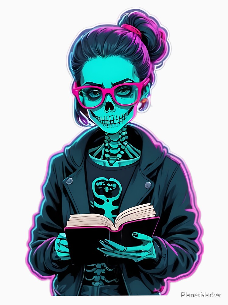 Preppy Skeleton Bookworm by PlanetMarker