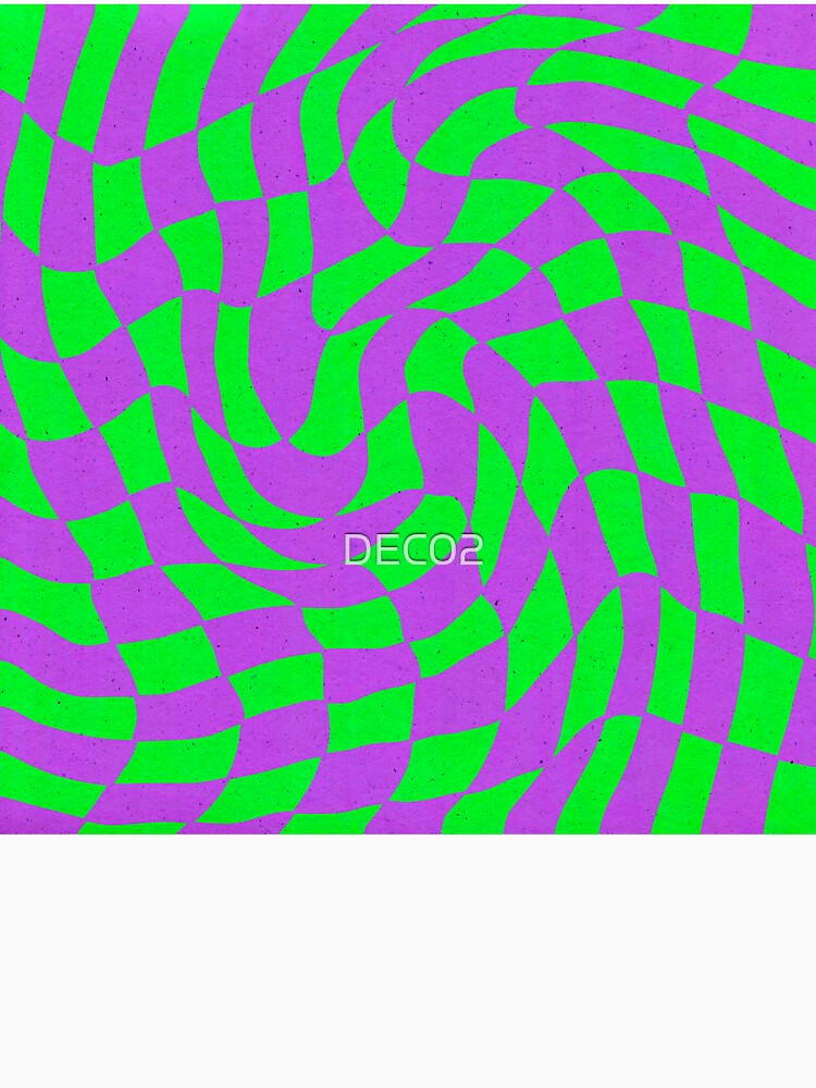 Y2k Lime And Neon Purple Wavy Checkerboard Pattern by DEC02