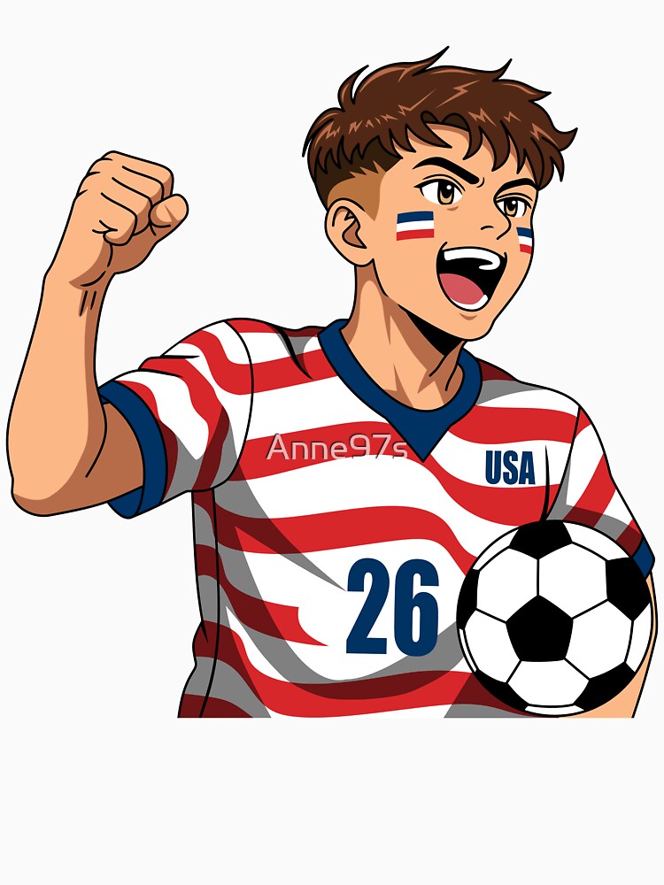 Anime Soccer Player Cheering USA Team Boy by Anne97s