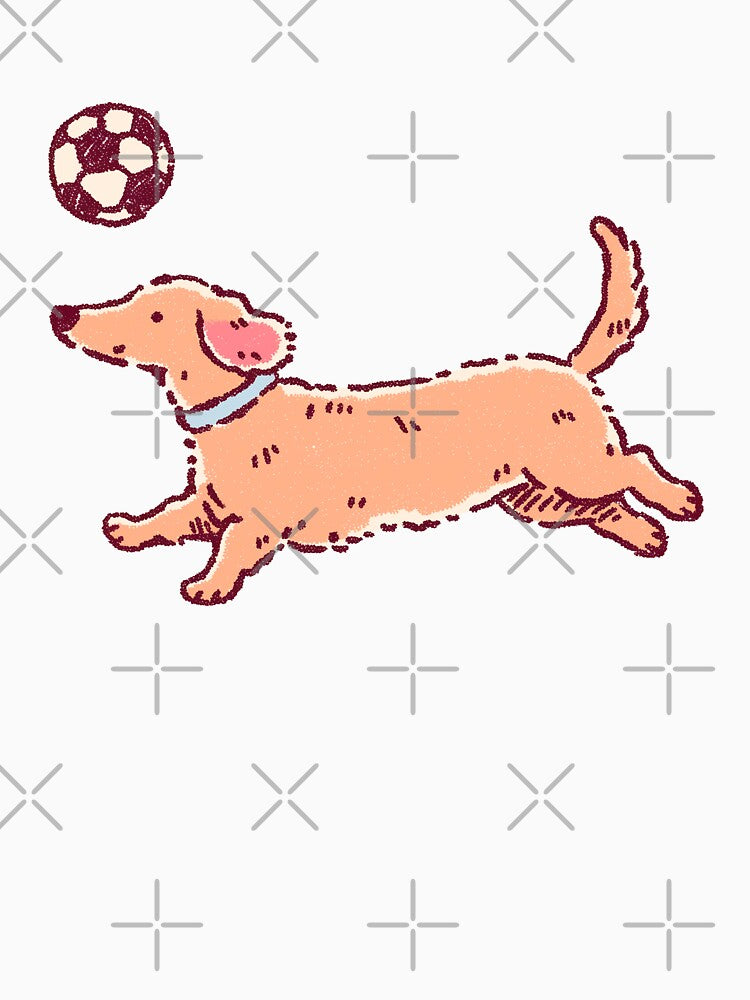 Soccer Football Dachshund, playful textured illustration by Magnificent Lizard