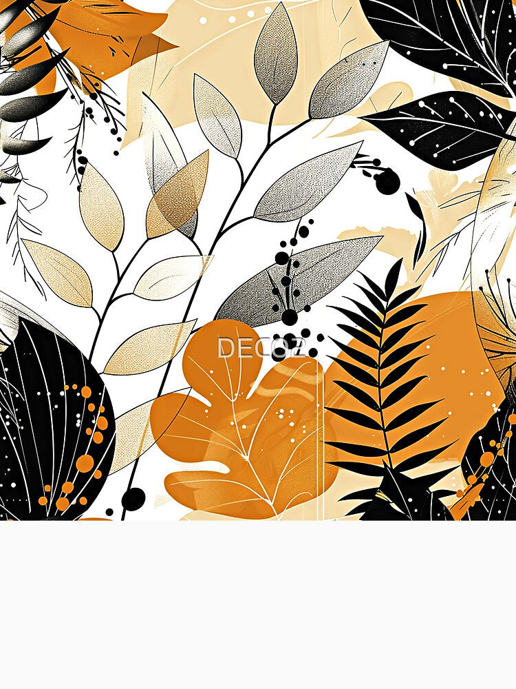Boho-Inspired Earth Tone Leaves Aesthetic Abstract Art by DEC02