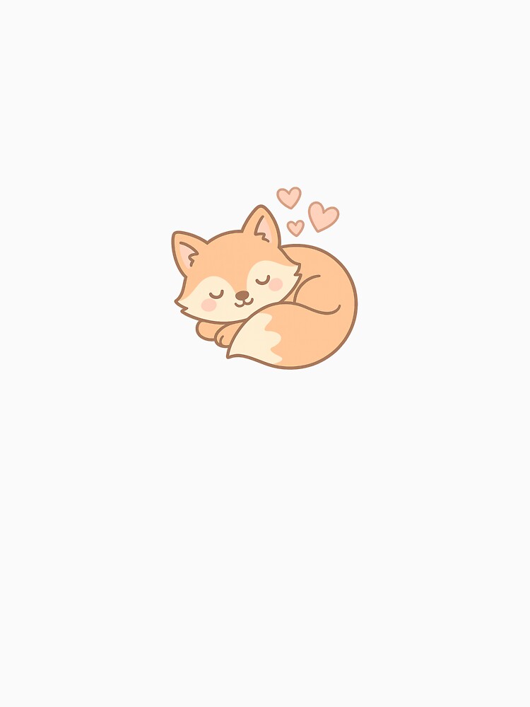 Sleeping fox with hearts – Kawaii animal stickers by ClipVictuumArts