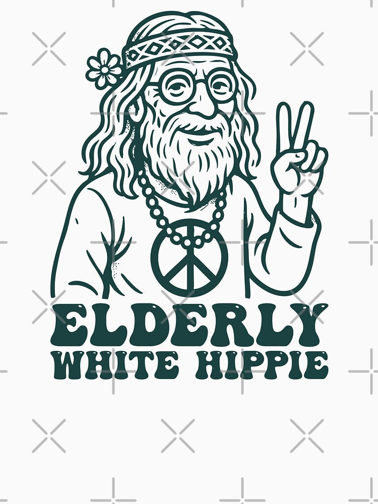 Elderly White Hippie Retro Vintage Funny by Maxwell05