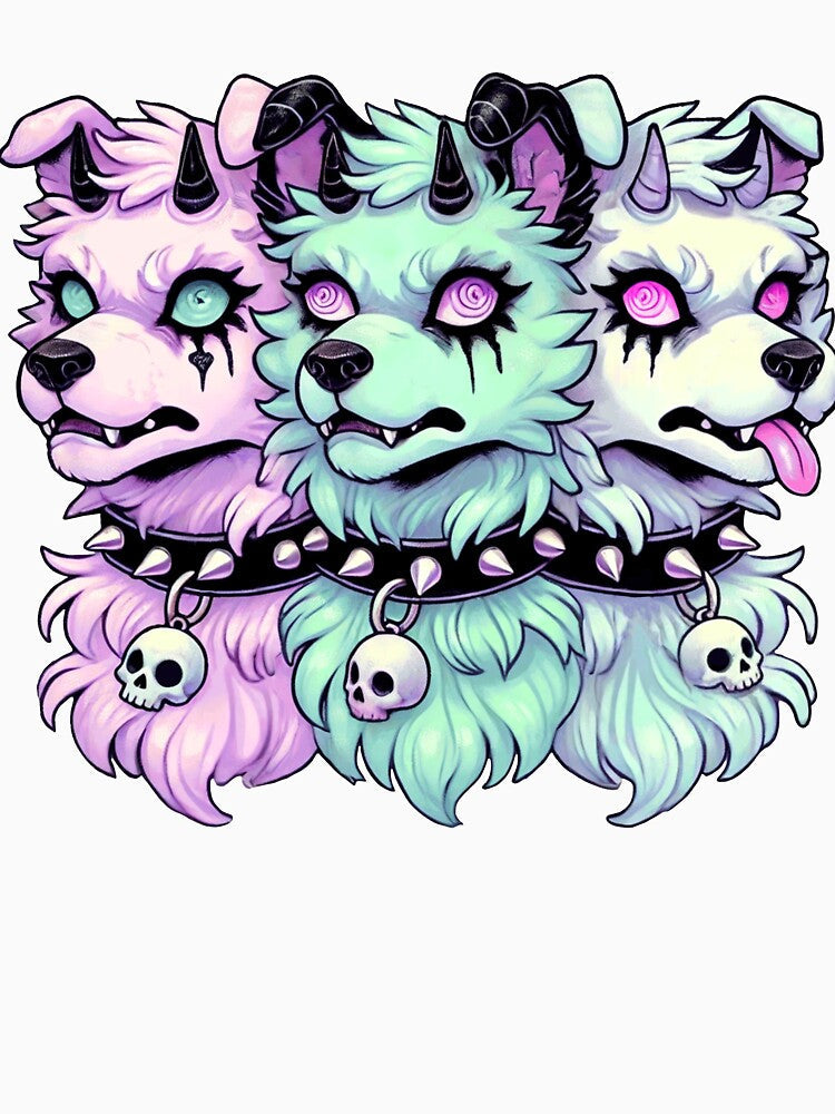 Pastel Goth Gothic 3-Headed Dog Gothic Men Women by BlueBerry-Pengu