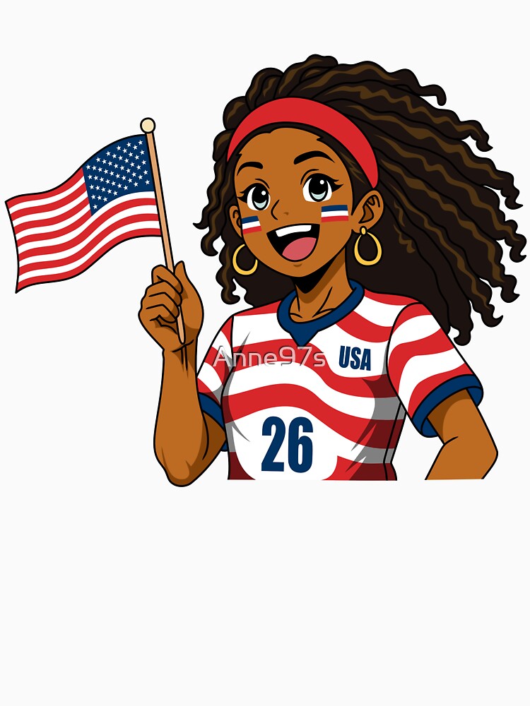 Proud Anime Girl Holding USA Flag by Anne97s