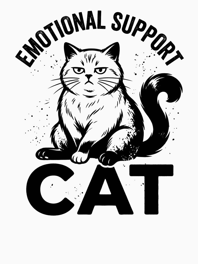 Emotional Support Cat Design, Funny Cat Lover Gift, Cute Cat Meme Graphic Tee by AsturShop