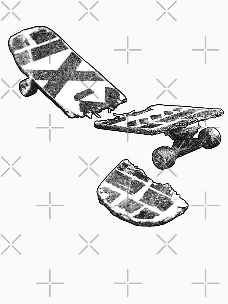 Snapped Skateboard Broken Deck  Black and White by Ghoul Enterprises