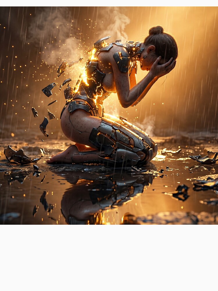 Burning Cybernetic Woman Emotional Sci-Fi Art by Soul of Sonic