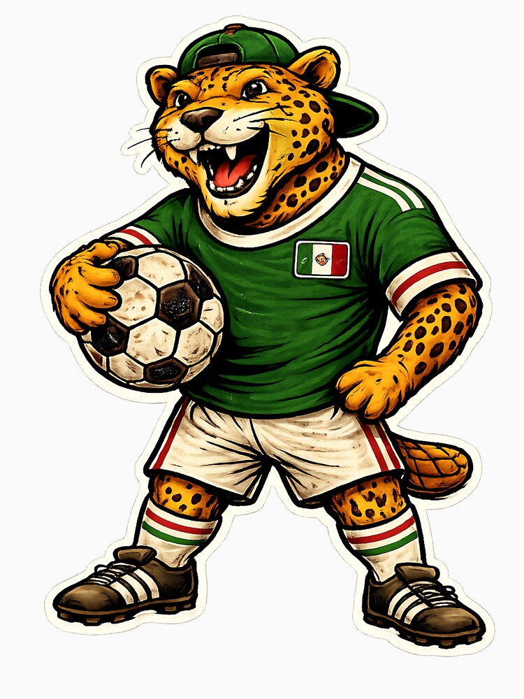 Mexico Jaguar Soccer Sticker – Vintage Football Mascot 2026 by randomdesignsnearme